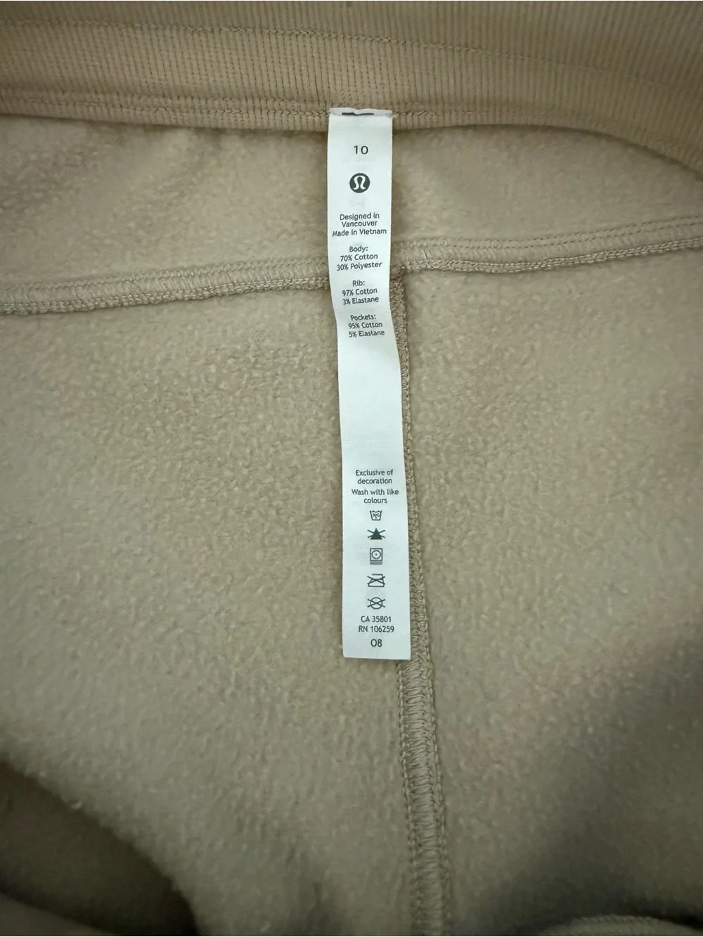 Lululemon High Rise Scuba Joggers Sweatpants Khaki Trench Pockets Size 10 Women